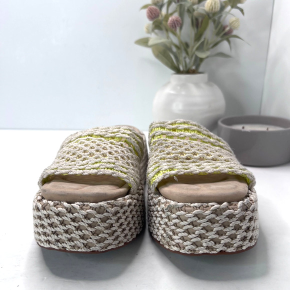 Rag & Bone Logan Platform Crochet Slide Sandal Chalk Yellow Natural Women 7/EU37 - Picture 4 of 9